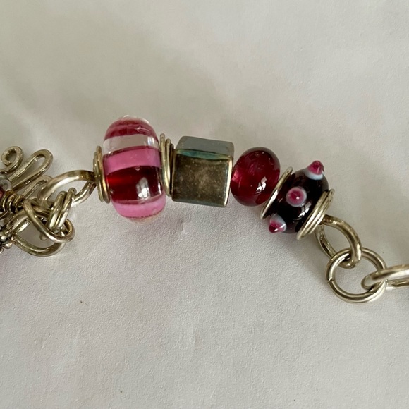 Unique Handmade Silver and Lampwork Glass Beads Bracelet - Picture 7 of 10
